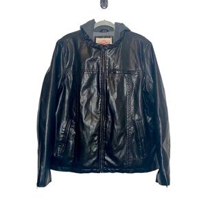 Levi's Men's Black & Gray Faux Leather Zip-Up Moto Jacket Lined size Large